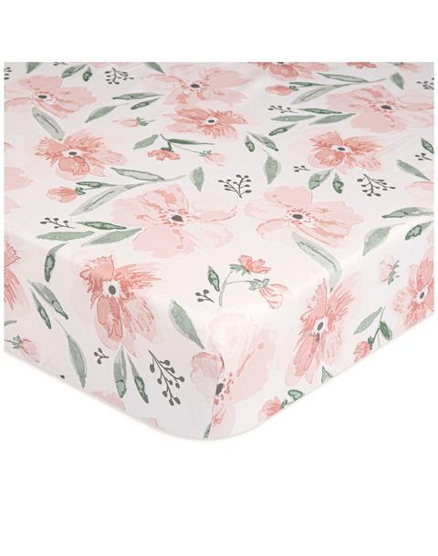Parker Pink Floral Cotton Fitted Crib Sheet