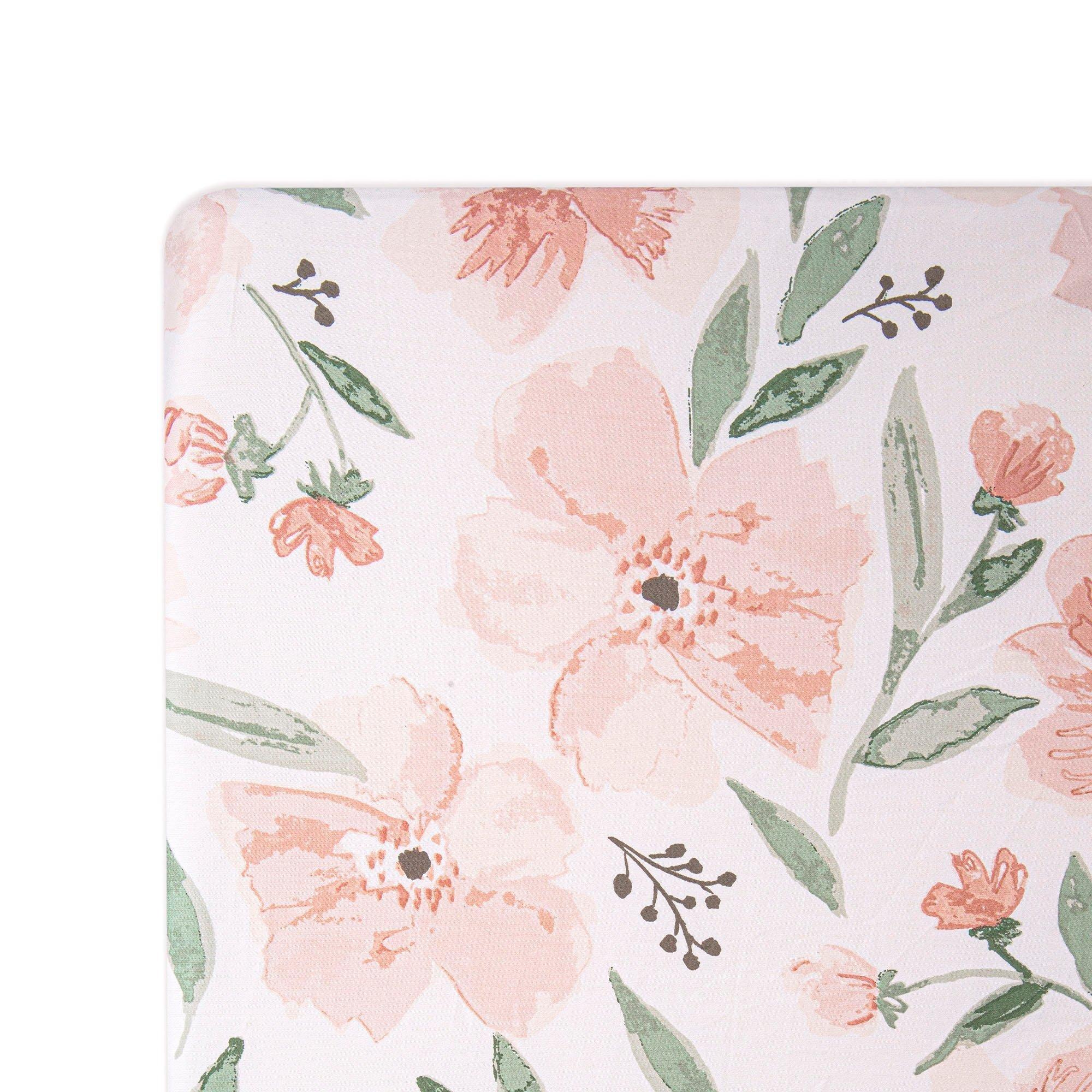 Parker Pink Floral Cotton Fitted Crib Sheet image number 2
