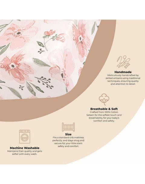 Parker Pink Floral Cotton Fitted Crib Sheet
