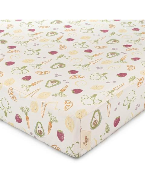 Clementine Fruits & Veggies Cotton Fitted Crib Sheet