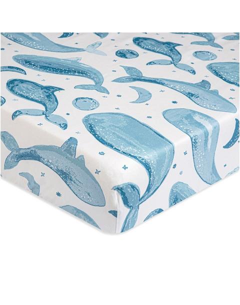 Caspian Whale Cotton Fitted Crib Sheet