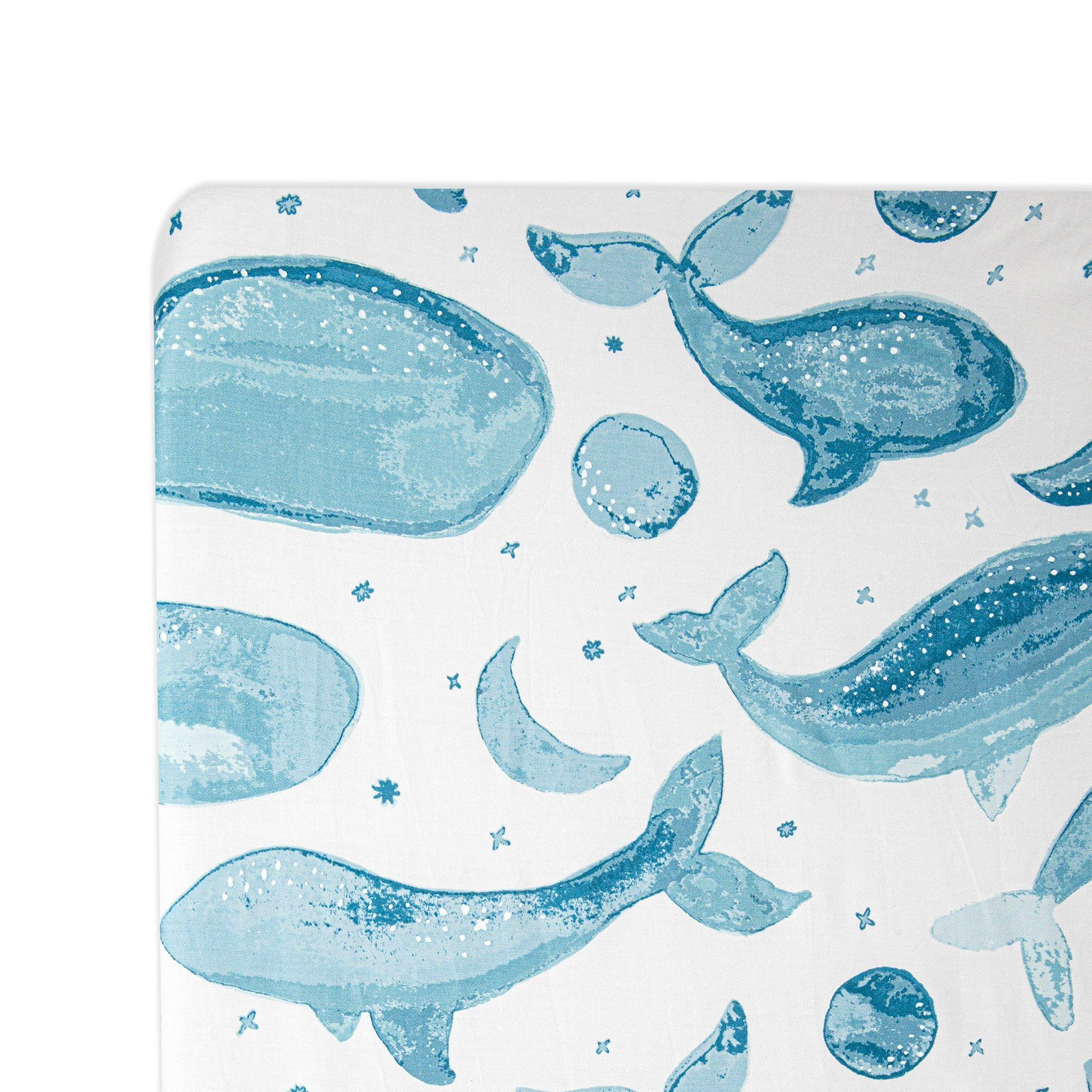 Caspian Whale Cotton Fitted Crib Sheet image number 2