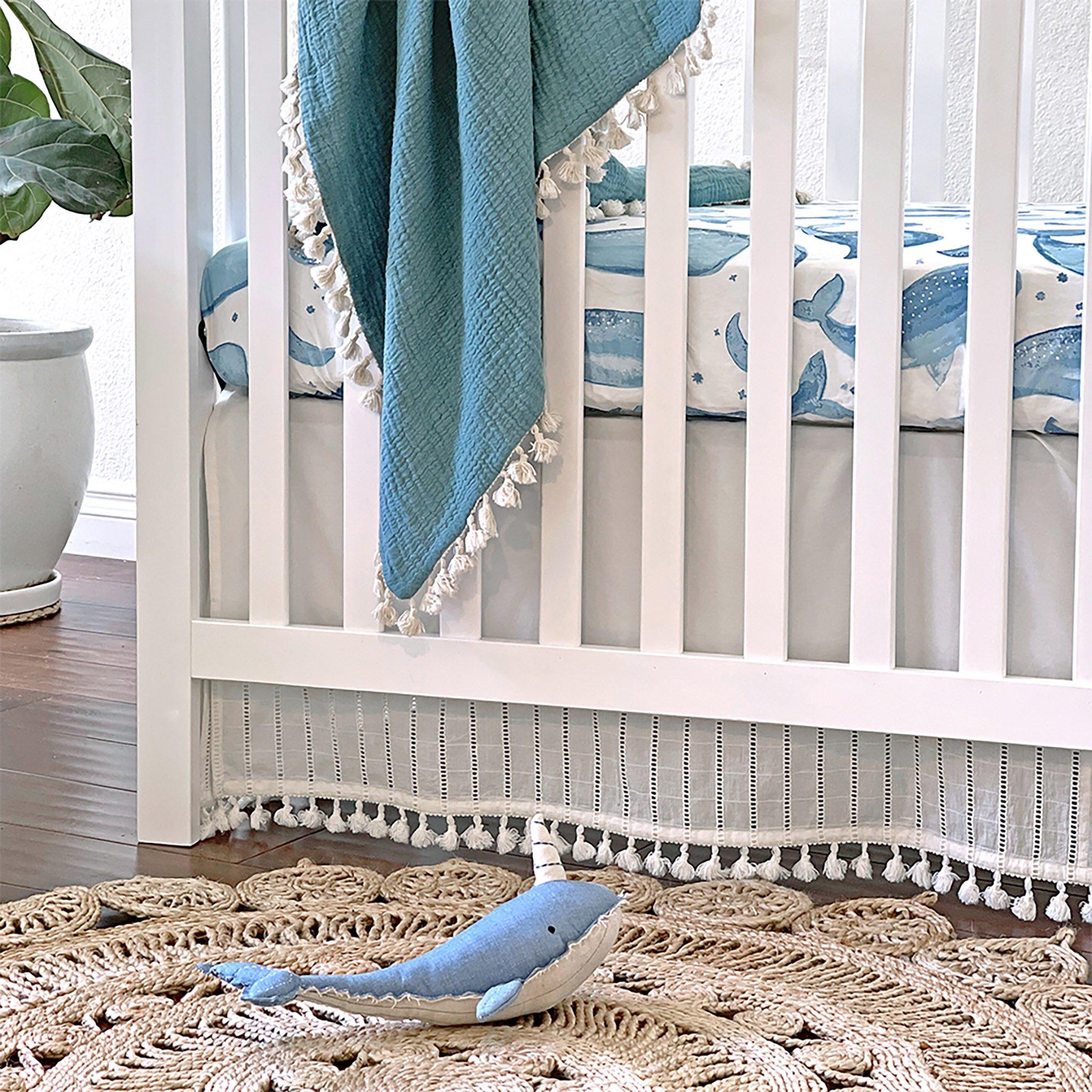 Caspian Whale Cotton Fitted Crib Sheet image number 3