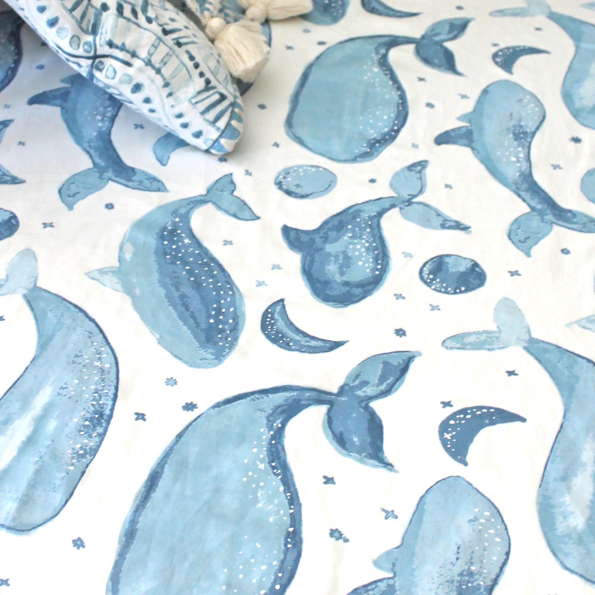 Caspian Whale Cotton Fitted Crib Sheet image number 4
