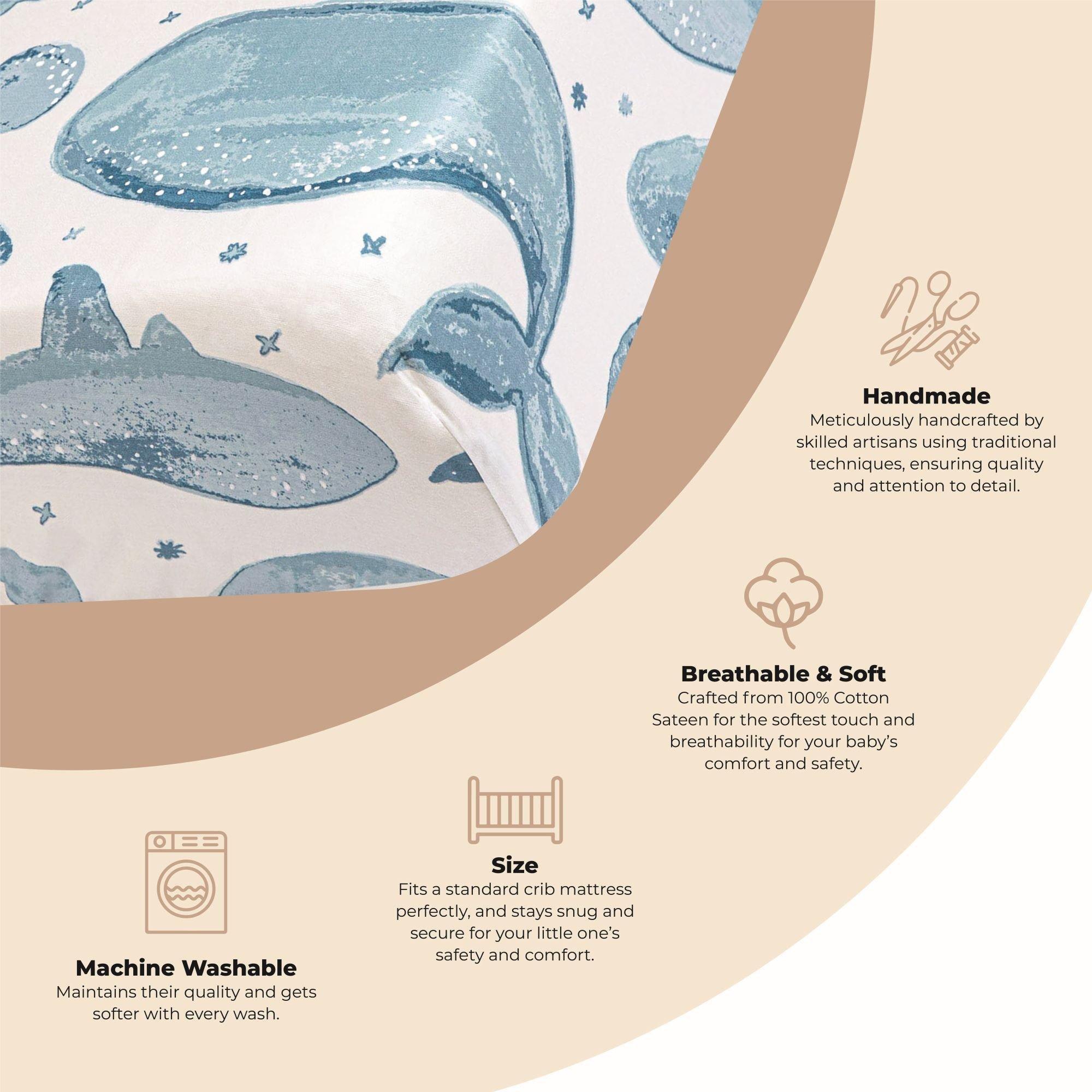 Caspian Whale Cotton Fitted Crib Sheet image number 1