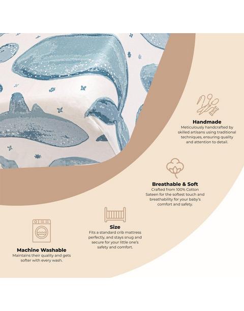 Caspian Whale Cotton Fitted Crib Sheet
