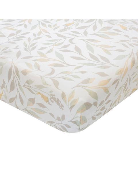 Willow Neutral Leaf Cotton Fitted Crib Sheet