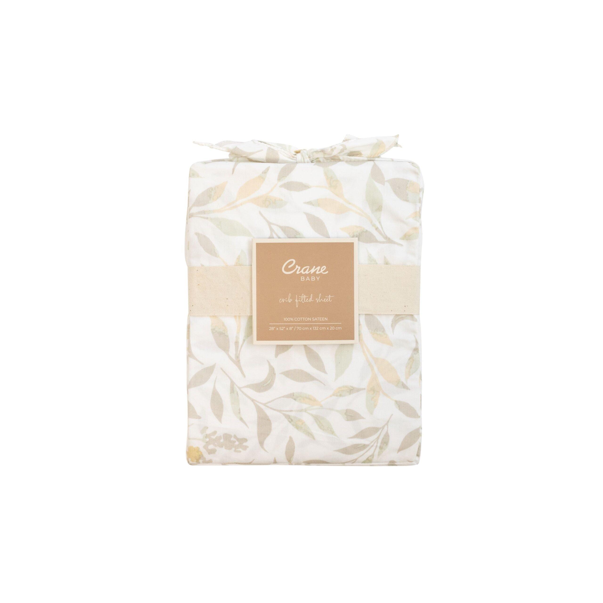Willow Neutral Leaf Cotton Fitted Crib Sheet image number 3