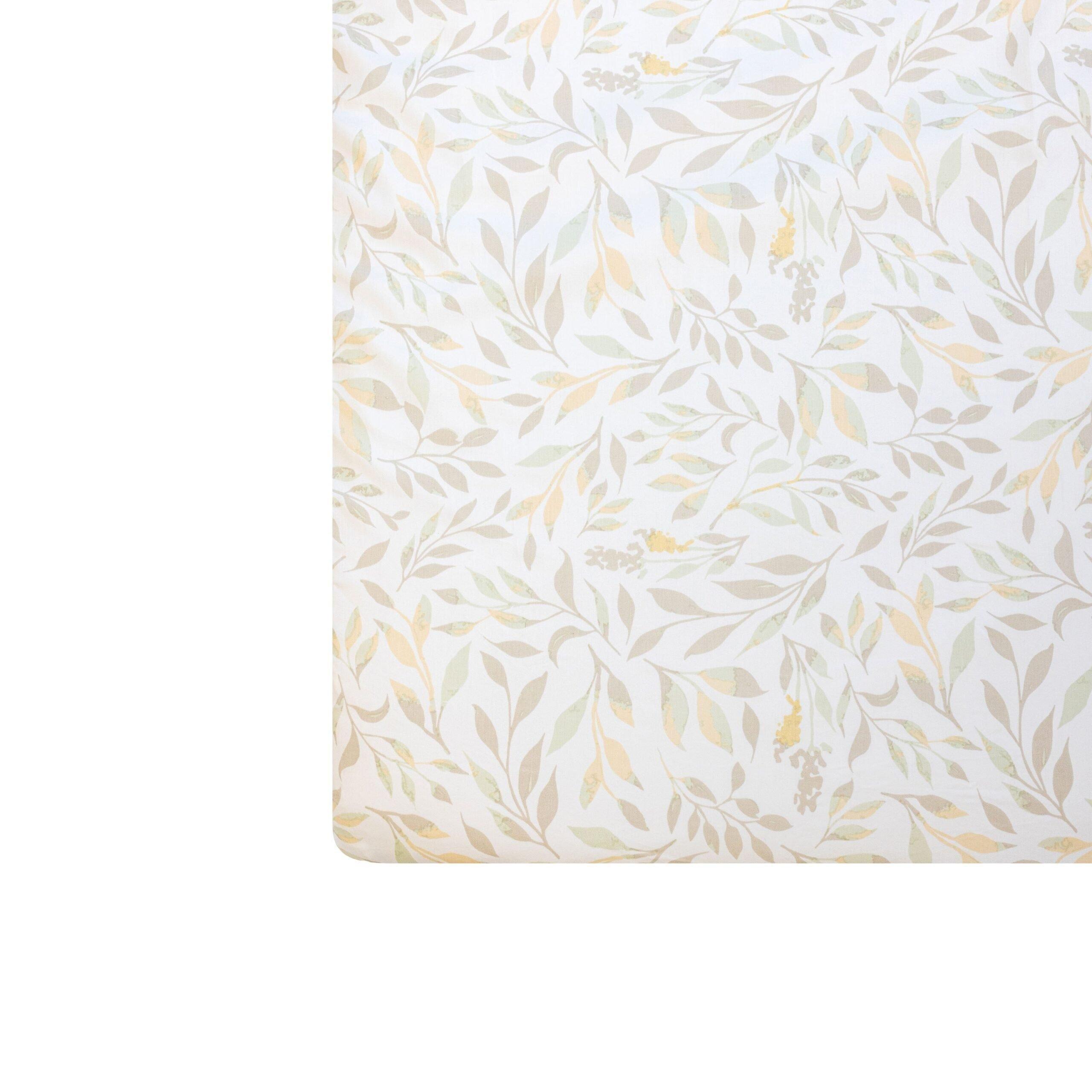 Willow Neutral Leaf Cotton Fitted Crib Sheet image number 4
