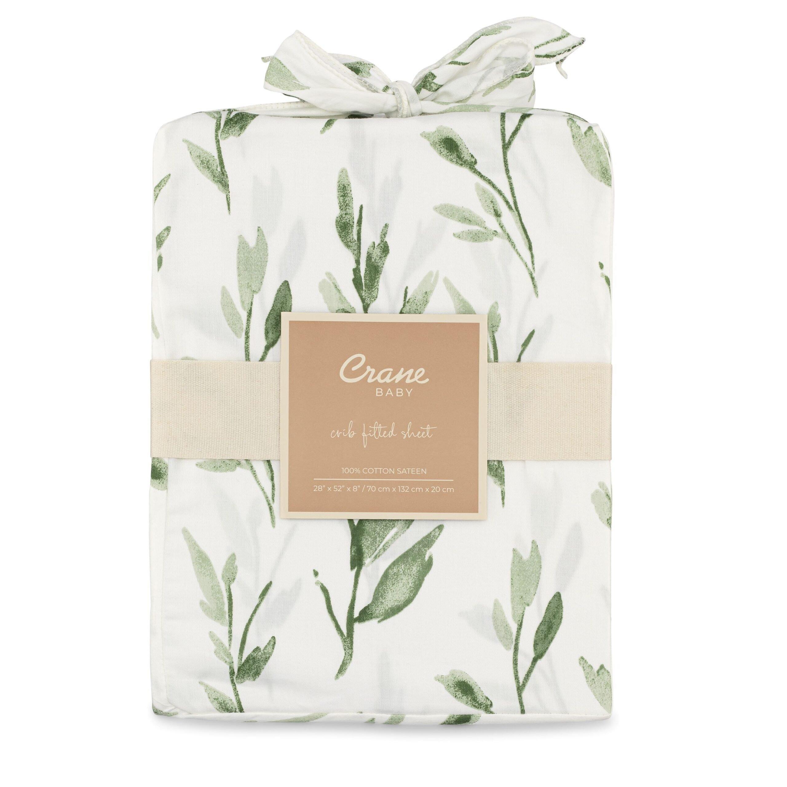 Parker Green Leaf Cotton Fitted Crib Sheet image number 3