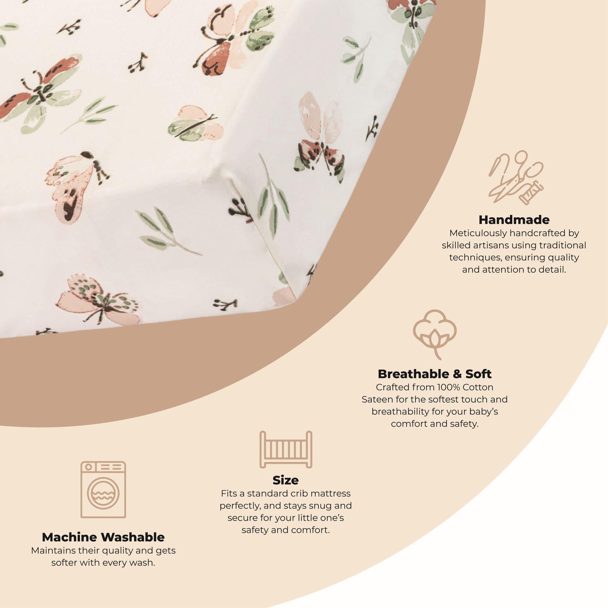 Parker Butterfly Cotton Fitted Crib Sheet image number 2