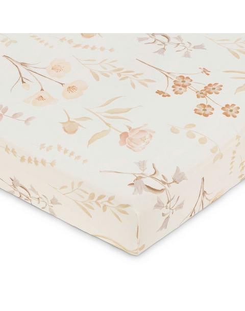Violet Floral Cotton Fitted Crib Sheet