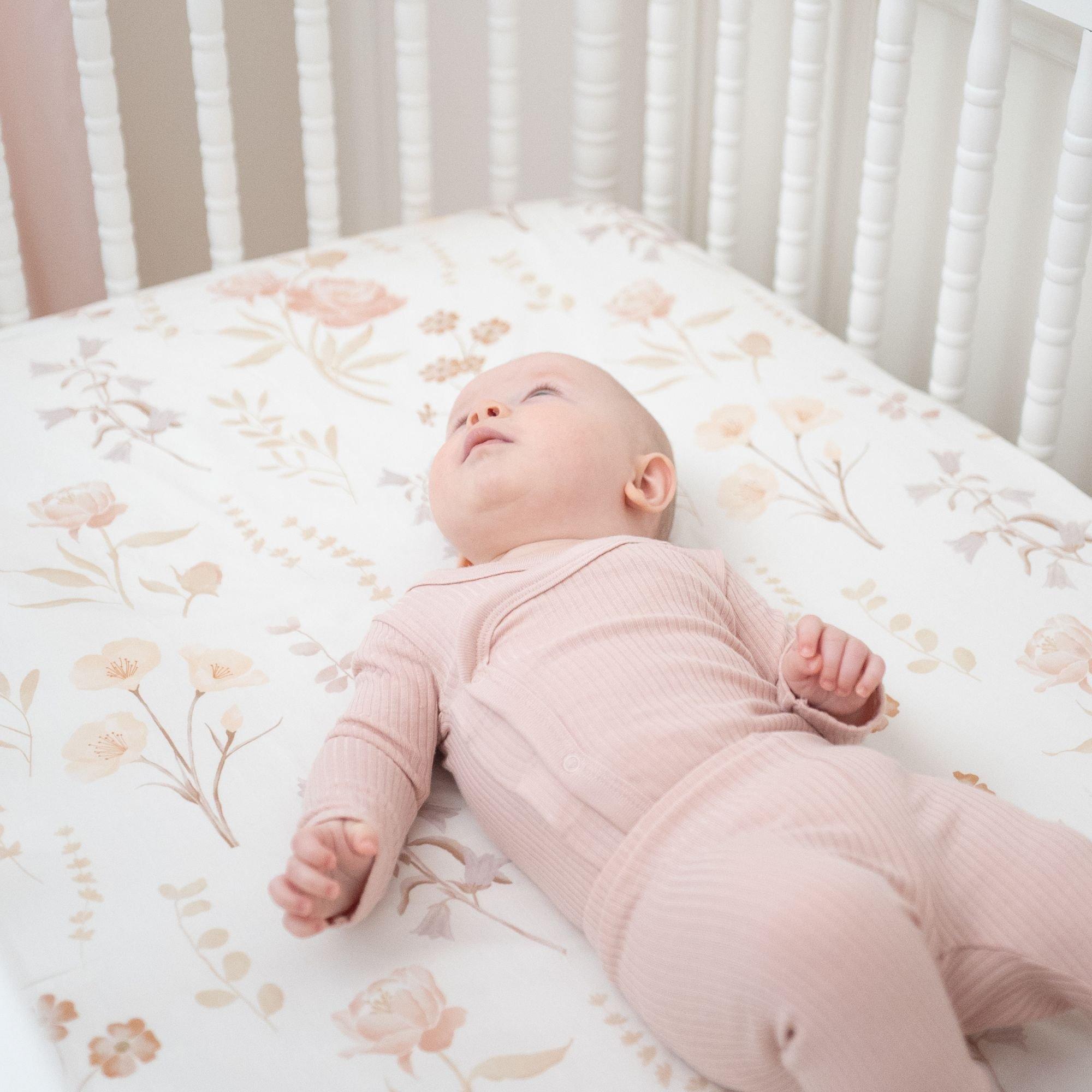 Violet Floral Cotton Fitted Crib Sheet image number 2