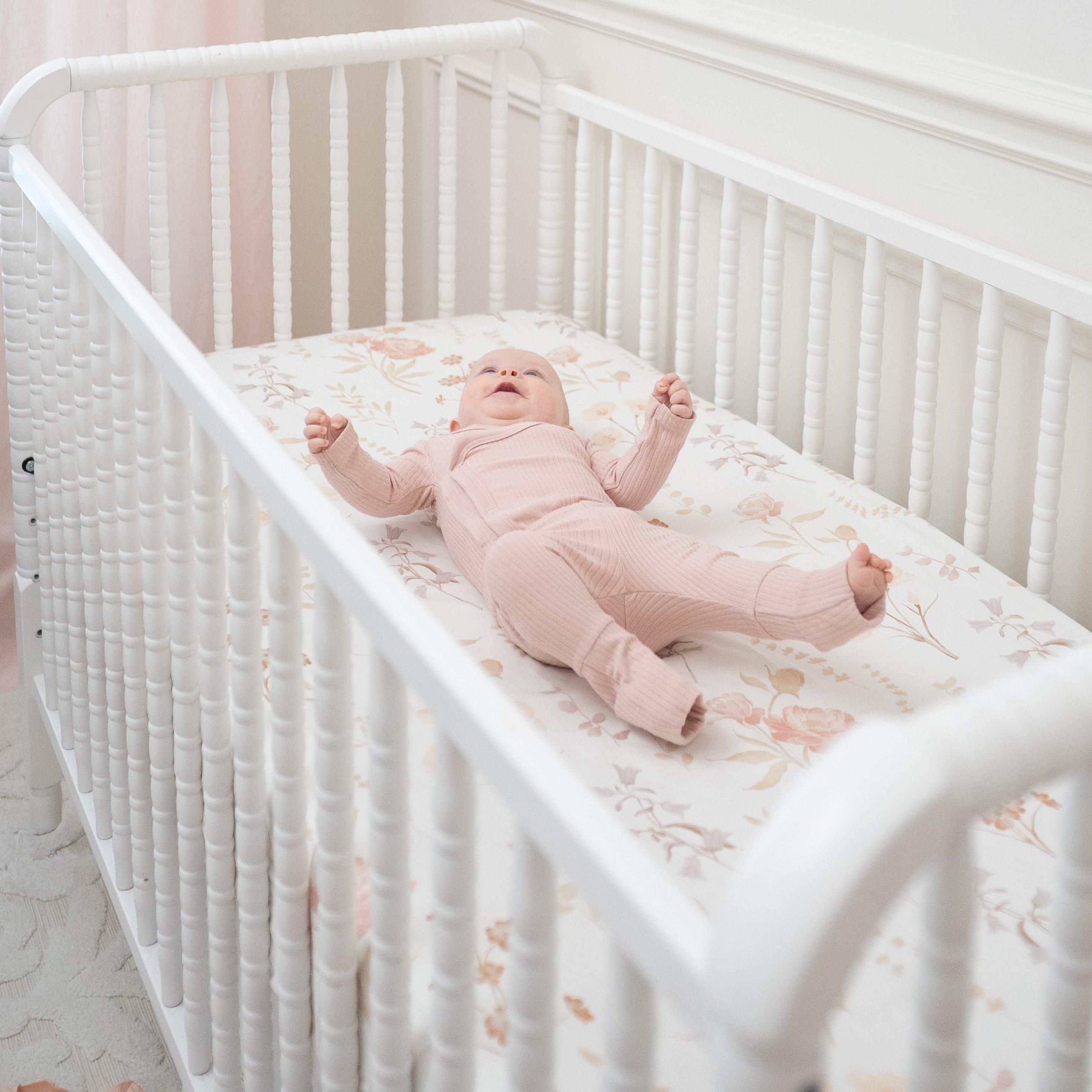 Violet Floral Cotton Fitted Crib Sheet image number 4