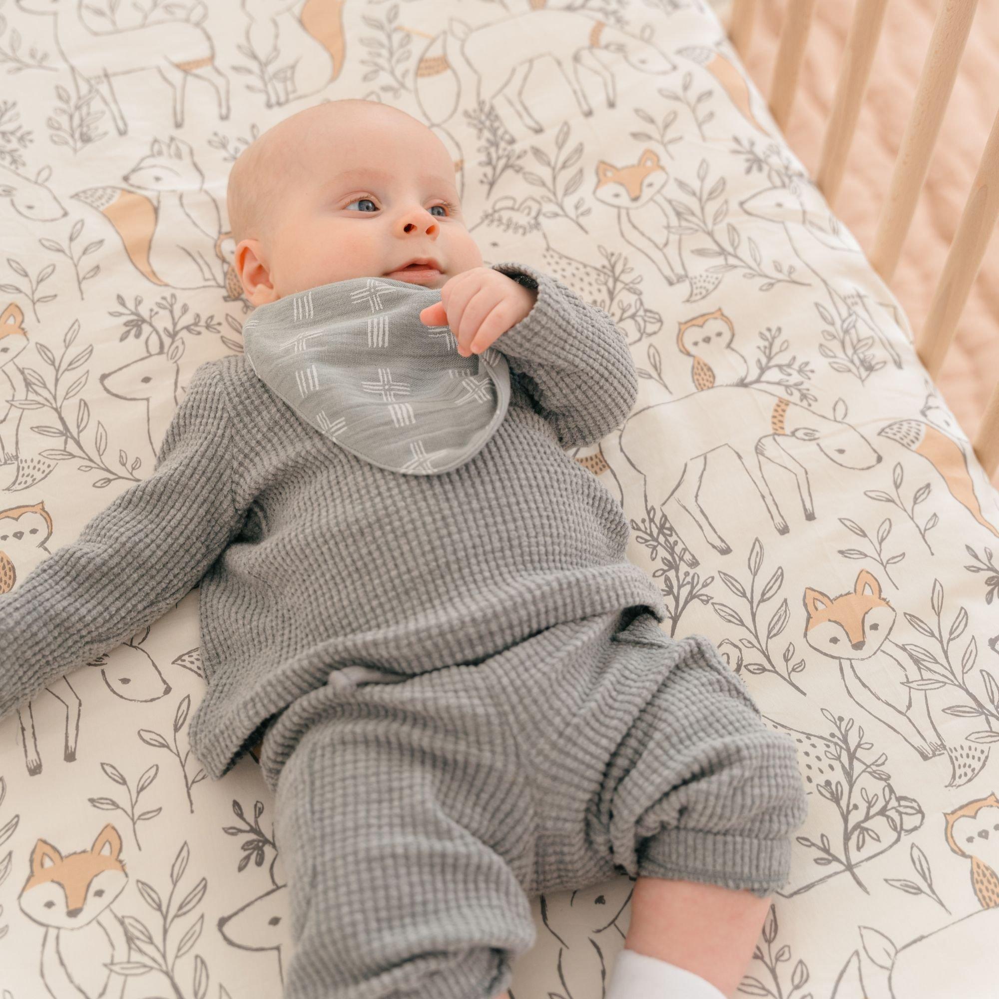 Ezra Woodland Animal Cotton Fitted Crib Sheet image number 3