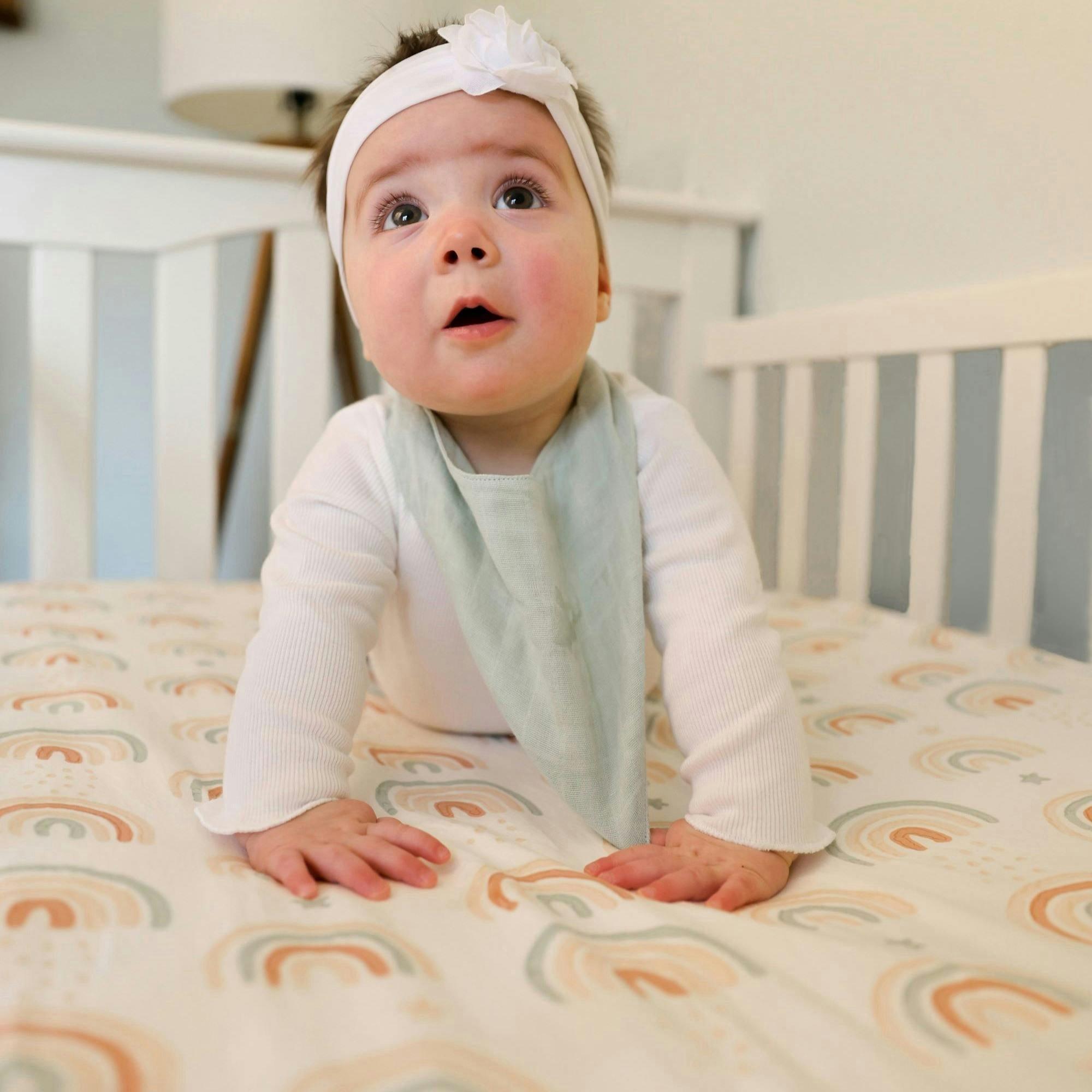 Parker Rainbow Cotton Fitted Crib Sheet image number 3
