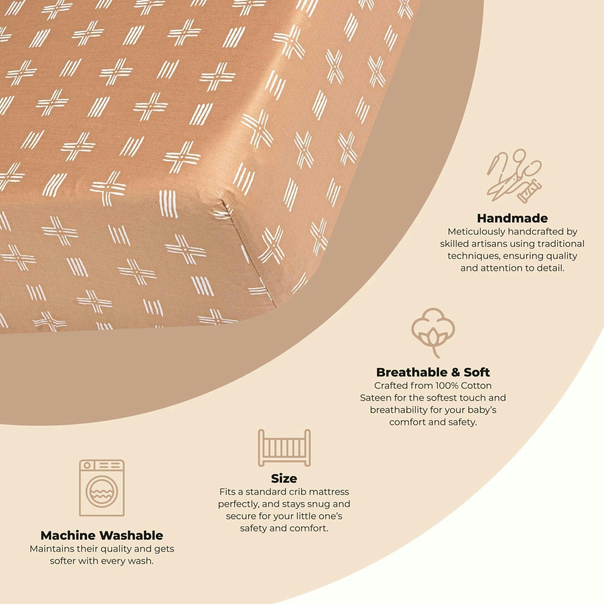 Kendi Copper Dash Cotton Fitted Crib Sheet image number 1