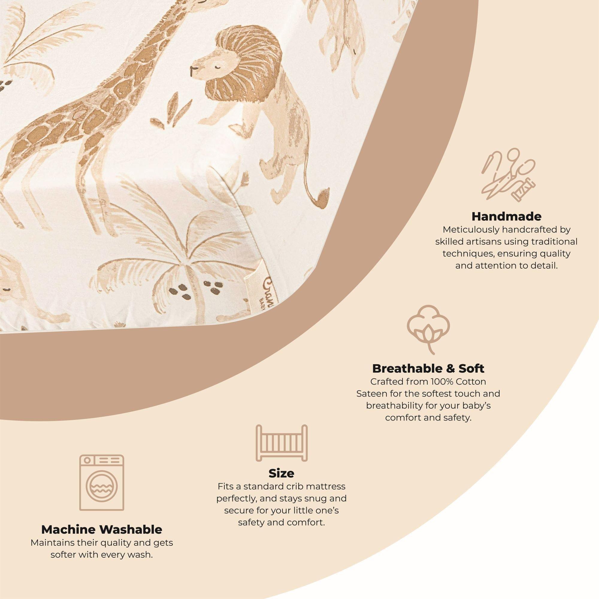 Kendi Safari Animal Cotton Fitted Crib Sheet image number 1
