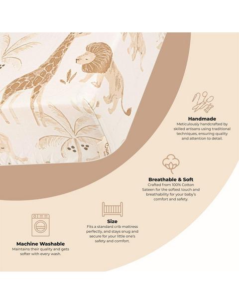 Kendi Safari Animal Cotton Fitted Crib Sheet