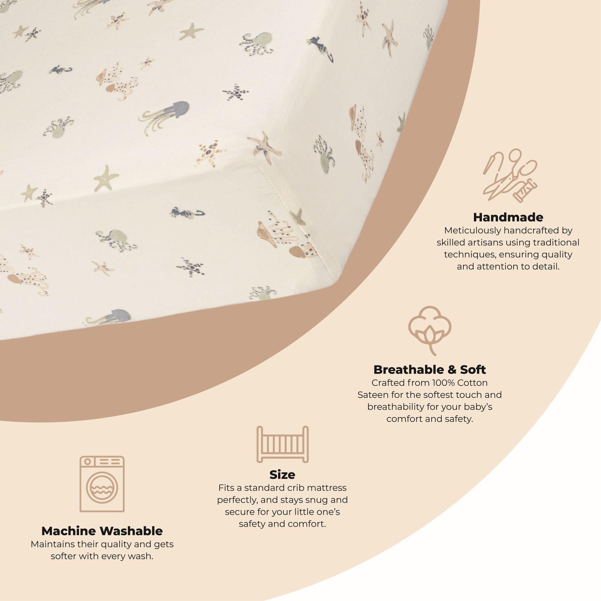 Cove Sea Life Cotton Fitted Crib Sheet image number 2