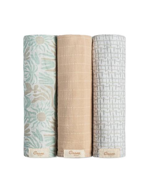 Cove Cotton Muslin Swaddle Blanket Set (Beach, Set of 3)