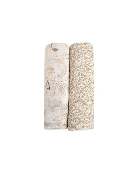 Kendi Cotton Muslin Swaddle Blanket Set (Safari, Set of 2)