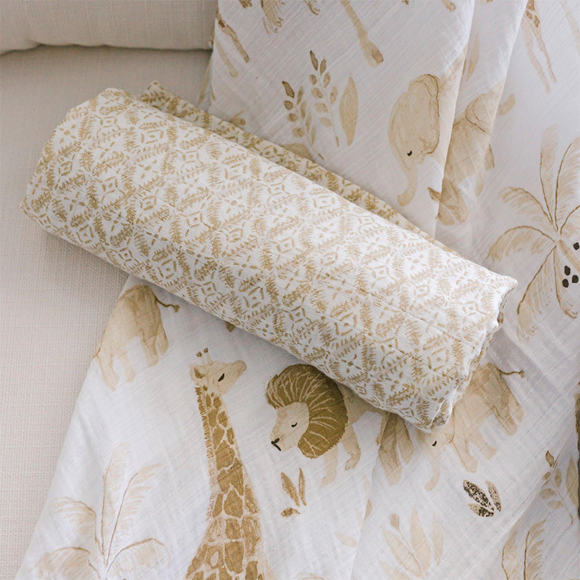 Kendi Cotton Muslin Swaddle Blanket Set (Safari, Set of 2) image number 3
