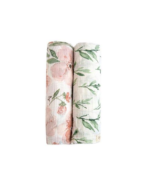 Parker Cotton Muslin Swaddle Blanket Set (Floral, Set of 2)