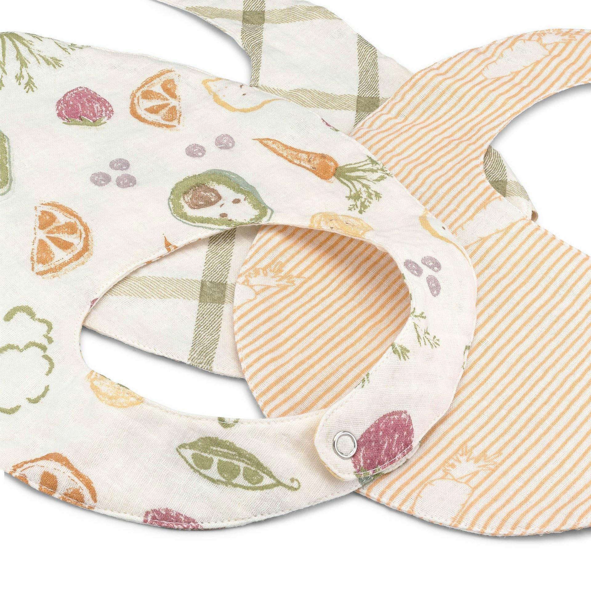 Clementine Fruit & Veggie Cotton Bandana Baby Bib (3 Pack) image number 1