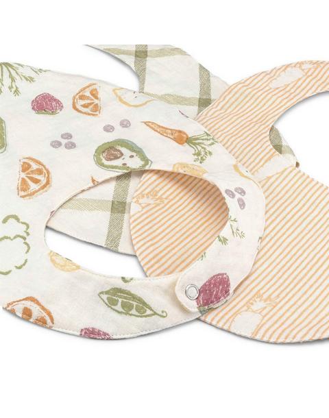 Clementine Fruit & Veggie Cotton Bandana Baby Bib (3 Pack)