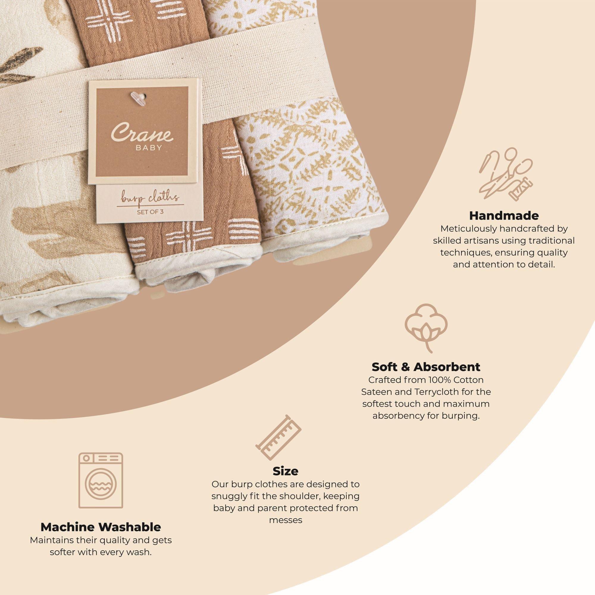 Kendi Safari Animal Cotton Burp Cloth (Set of 3) image number 4