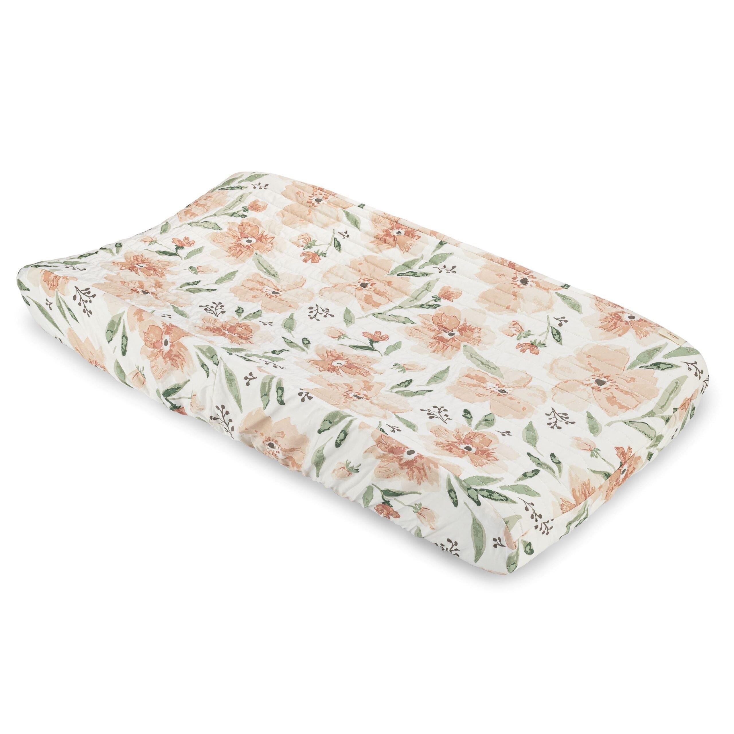 Parker Pink Floral Cotton Quilted Change Pad Cover image number 0