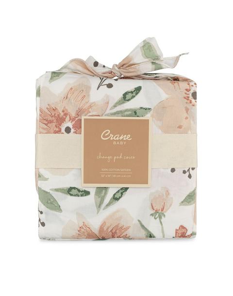 Parker Pink Floral Cotton Quilted Change Pad Cover