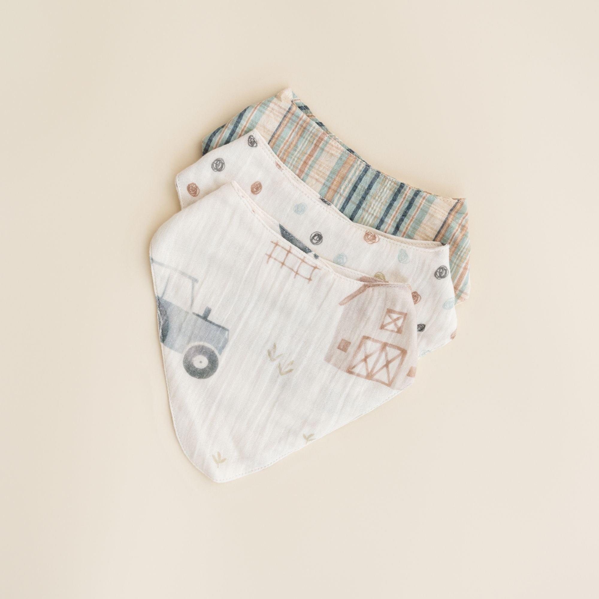 Charlie Tractor Cotton Bandana Baby Bib (3 Pack) image number 3