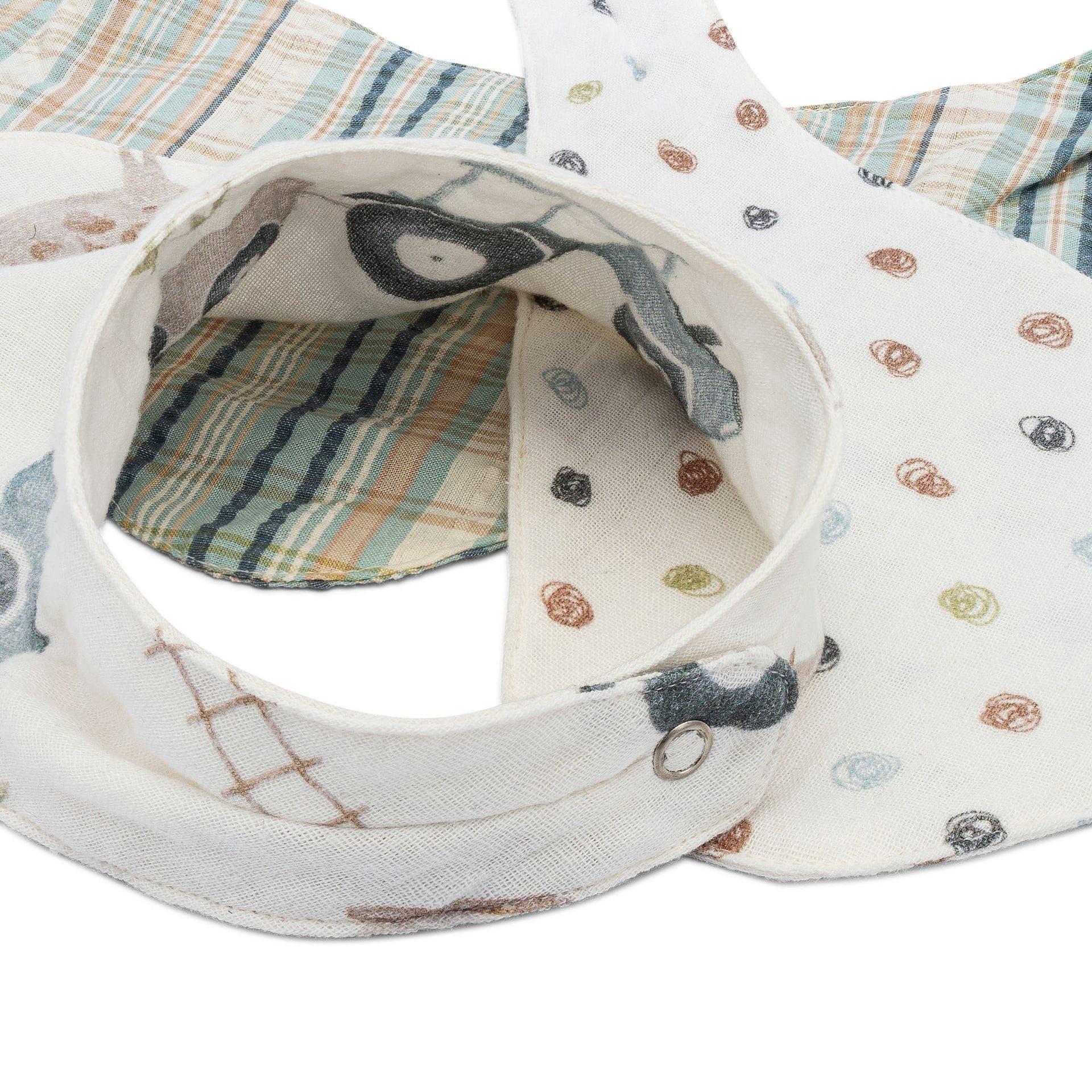 Charlie Tractor Cotton Bandana Baby Bib (3 Pack) image number 1