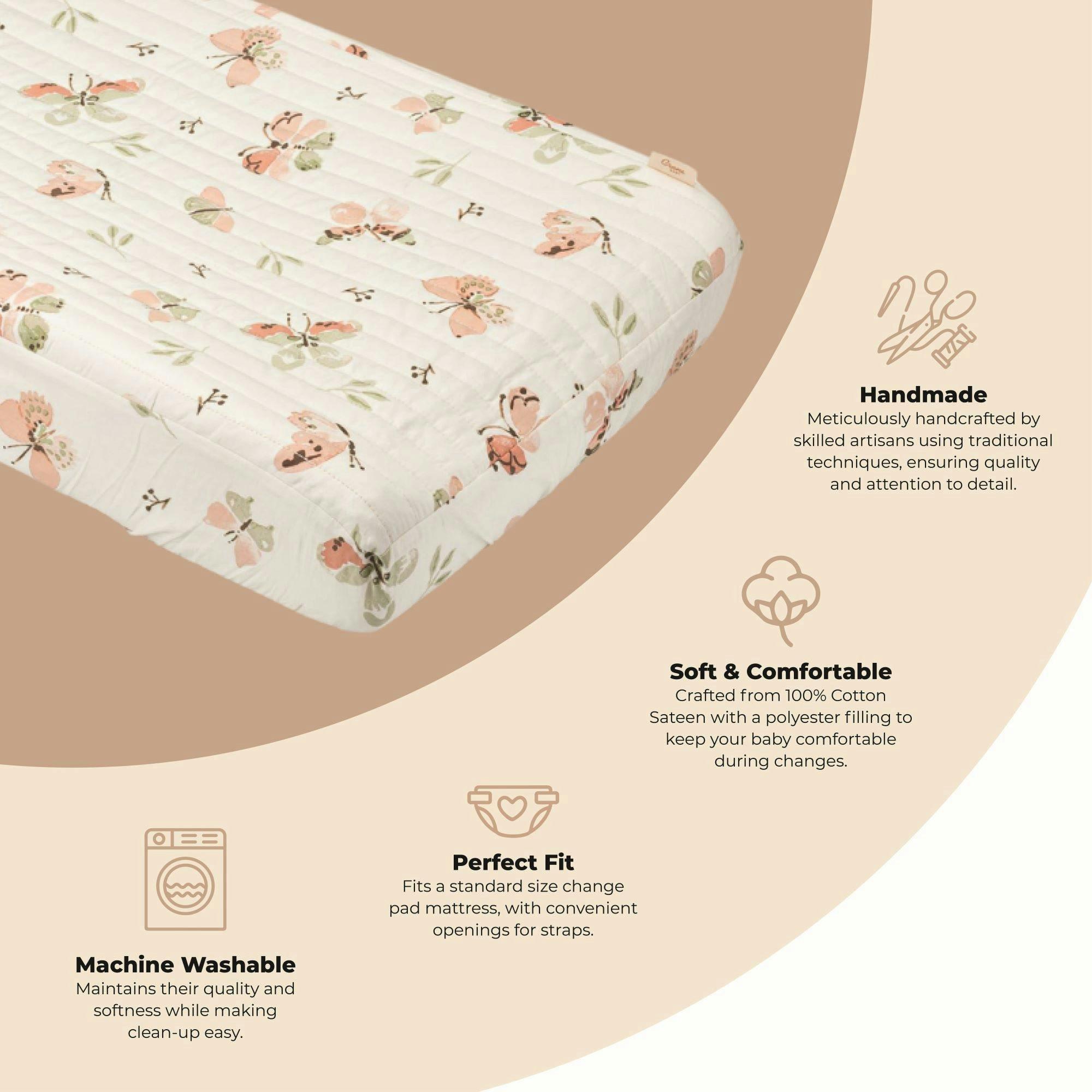 Parker Butterfly Cotton Quilted Change Pad Cover image number 2