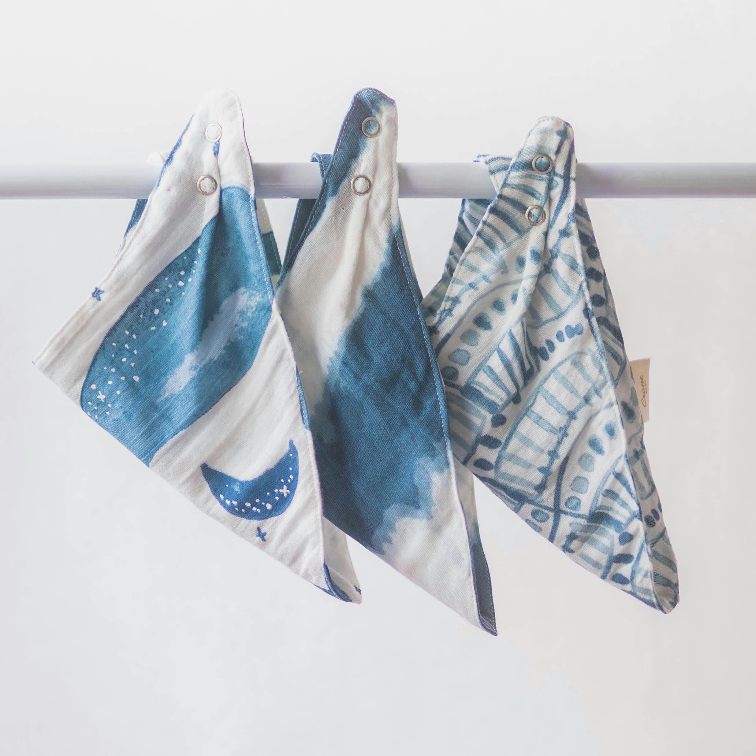 Caspian Whale Cotton Bandana Baby Bib (3 Pack) image number 2