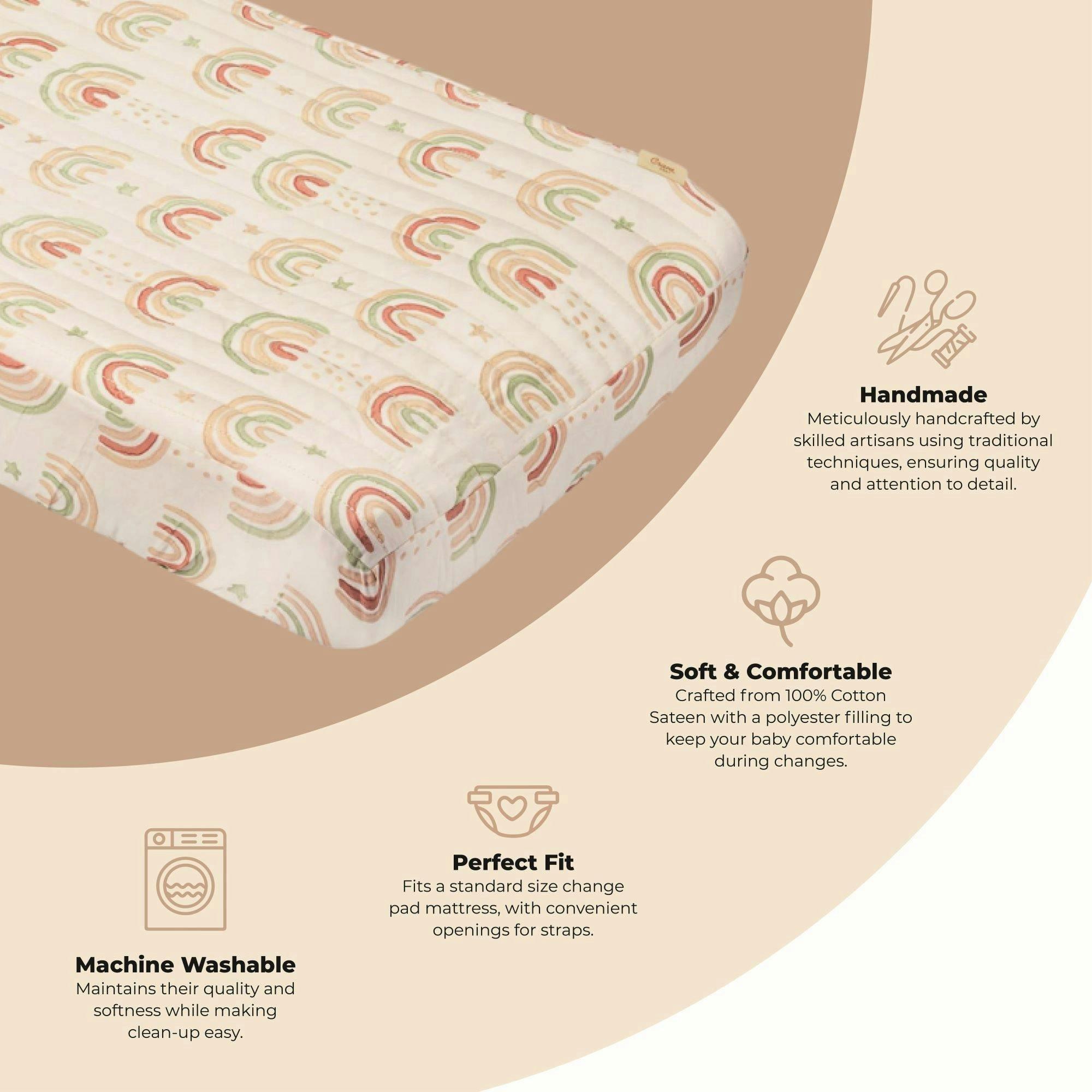 Parker Rainbow Cotton Quilted Change Pad Cover image number 2