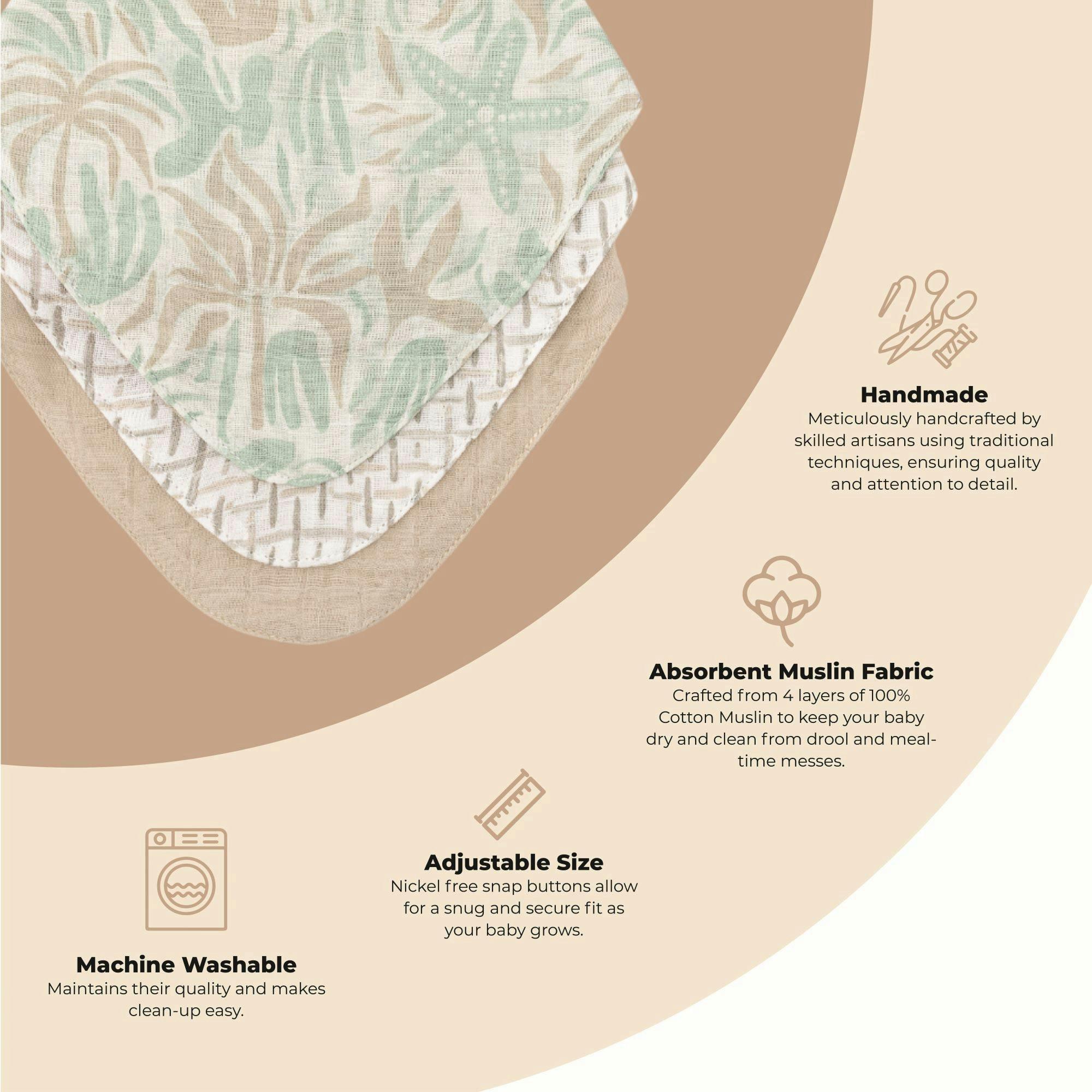 Cove Beach Life Cotton Bandana Baby Bib (3 Pack) image number 4