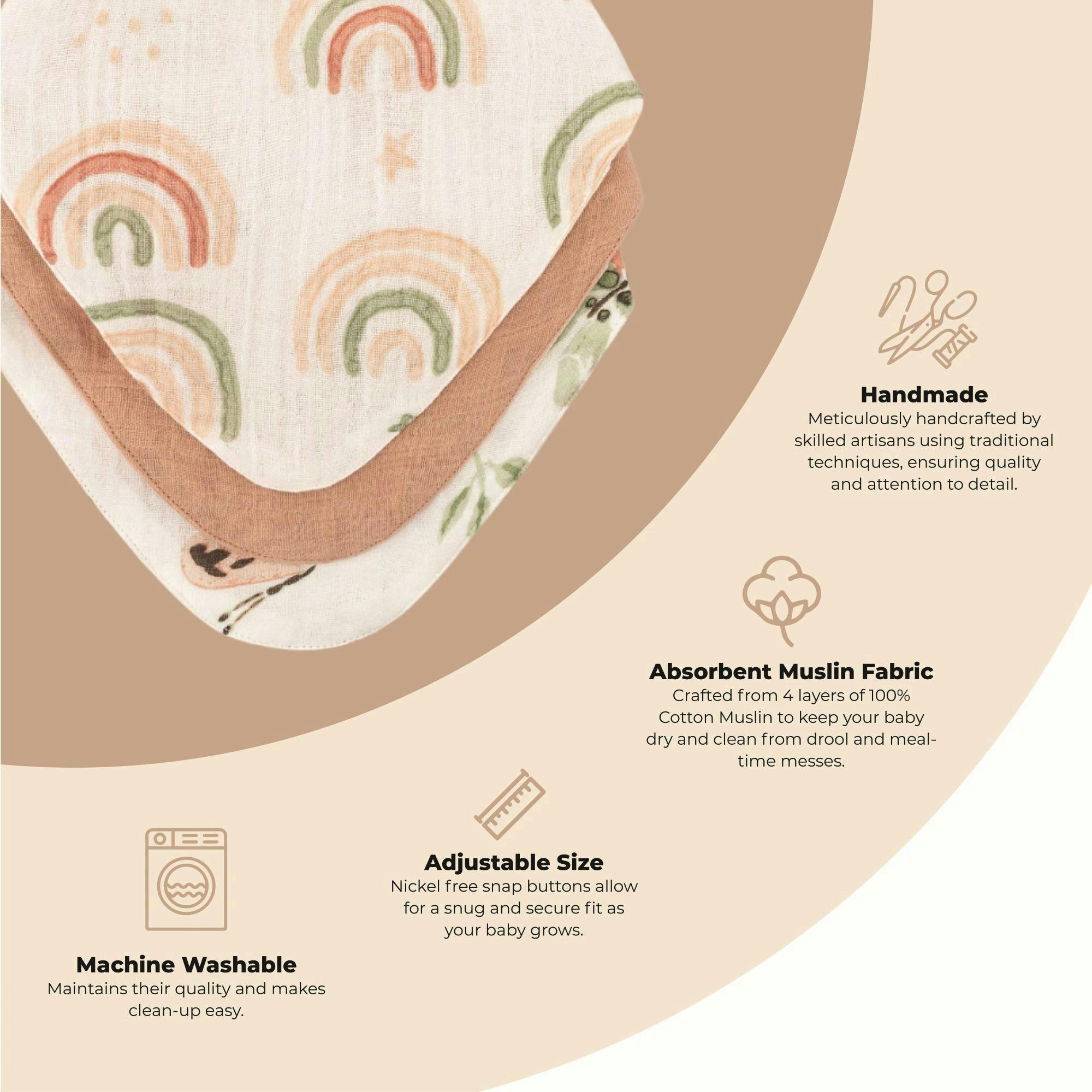 Parker Butterfly Cotton Bandana Baby Bib (3 Pack) image number 4