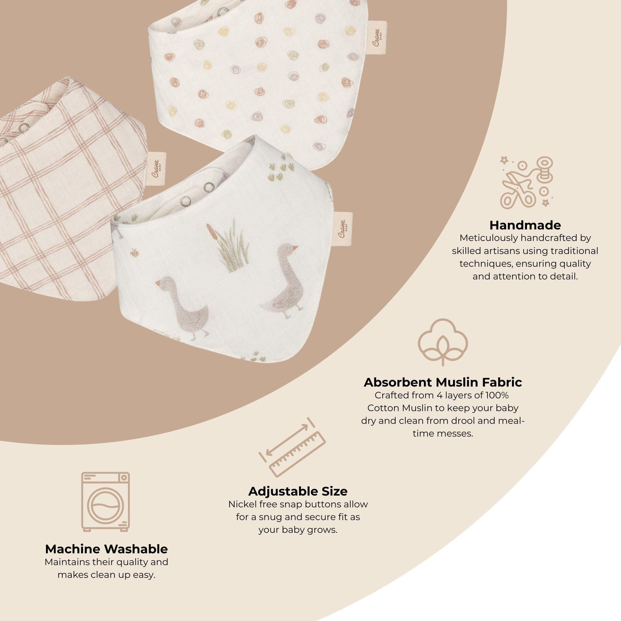Charlie Goose Cotton Bandana Baby Bib (3 Pack) image number 2