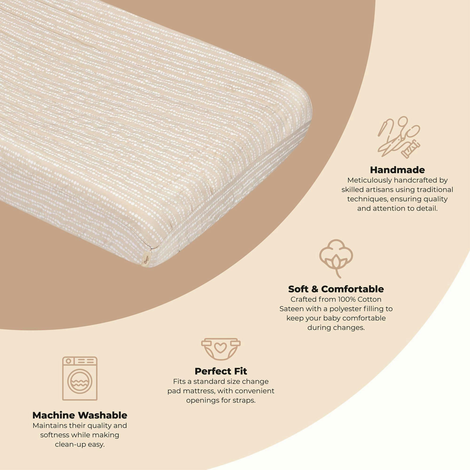 Cove Neutral Dot Cotton Quilted Change Pad Cover image number 2