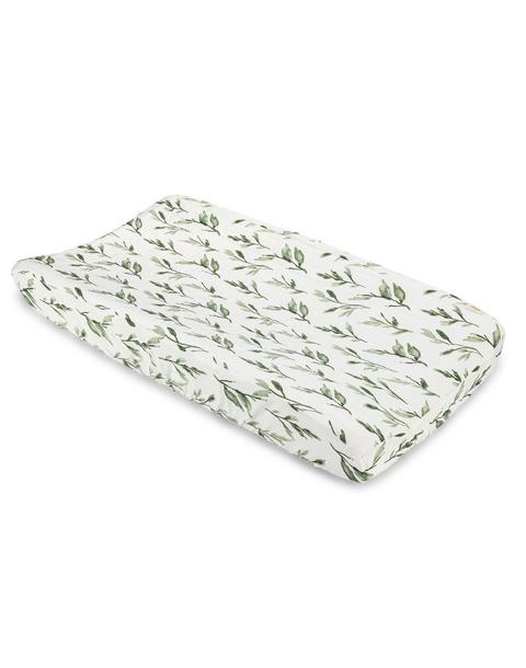 Parker Green Leaf Cotton Quilted Change Pad Cover