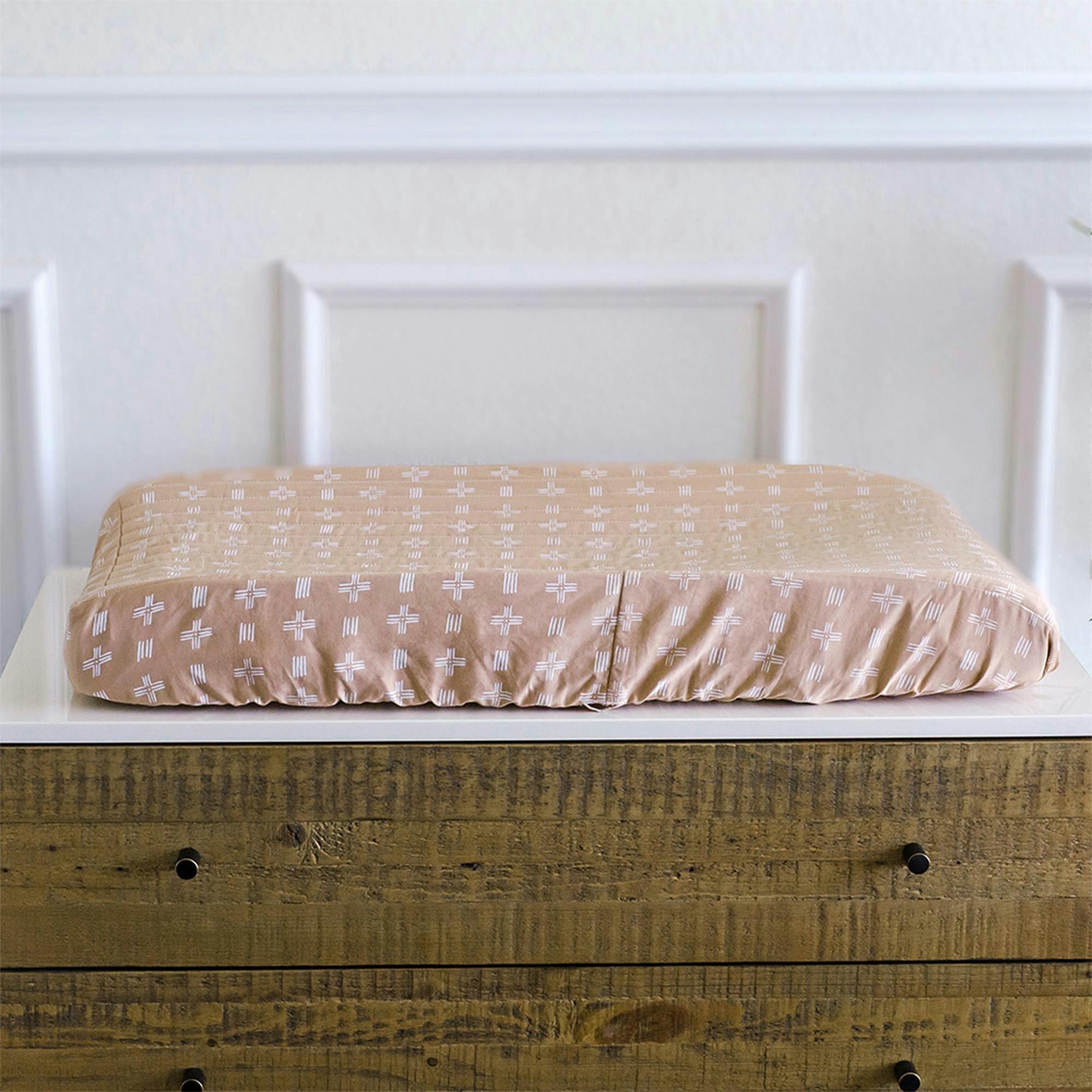 Ezra Copper Dash Cotton Quilted Change Pad Cover image number 2