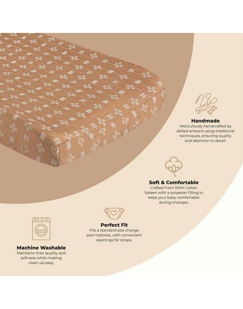 Ezra Copper Dash Cotton Quilted Change Pad Cover