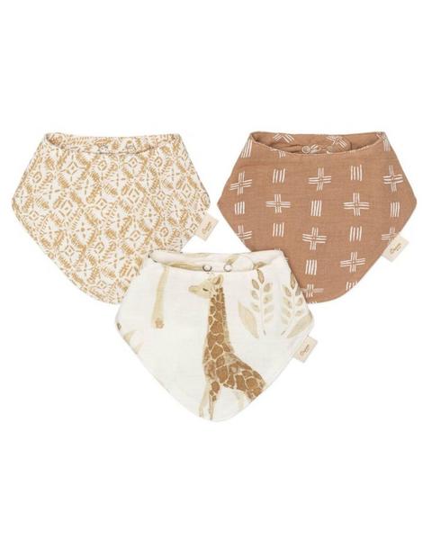 Kendi Safari Cotton Bandana Baby Bib (3 Pack)