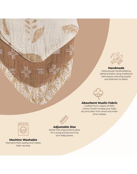 Kendi Safari Cotton Bandana Baby Bib (3 Pack)