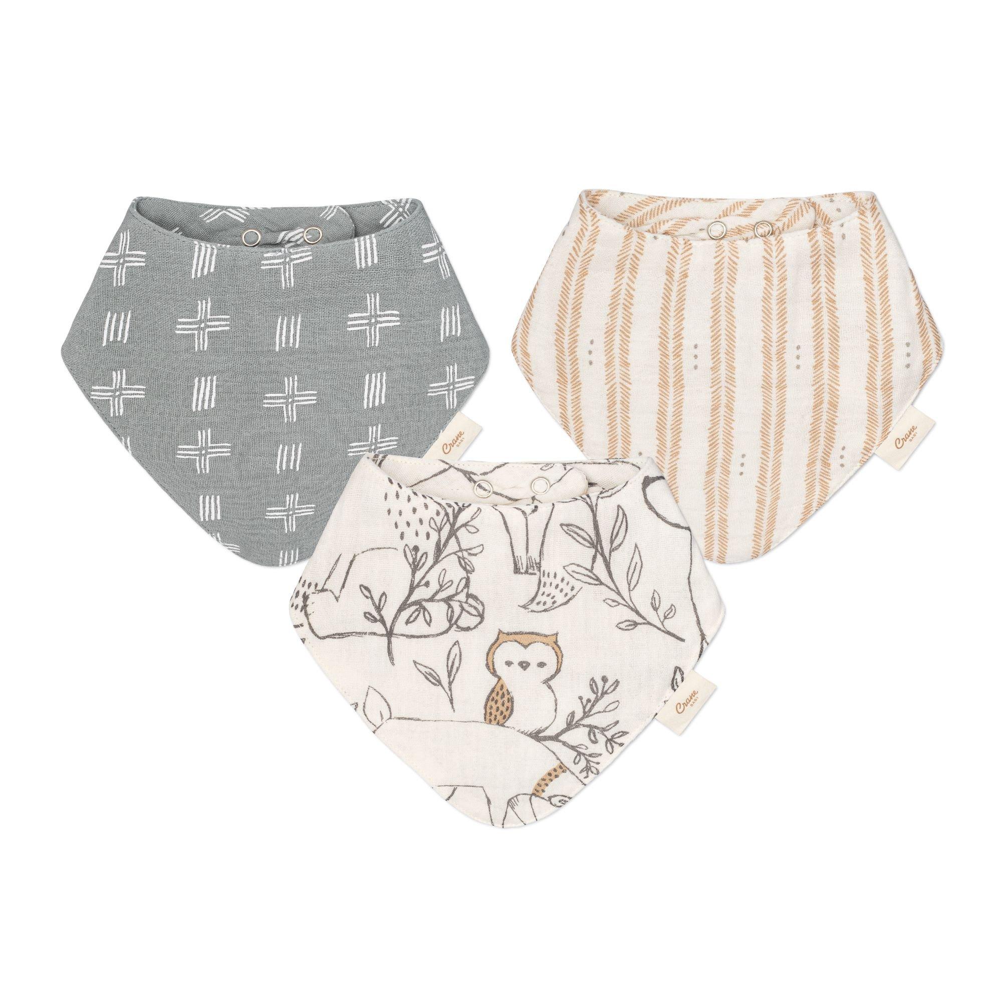 Ezra Woodland Cotton Bandana Baby Bib (3 Pack) image number 0