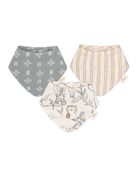 Ezra Woodland Cotton Bandana Baby Bib (3 Pack)