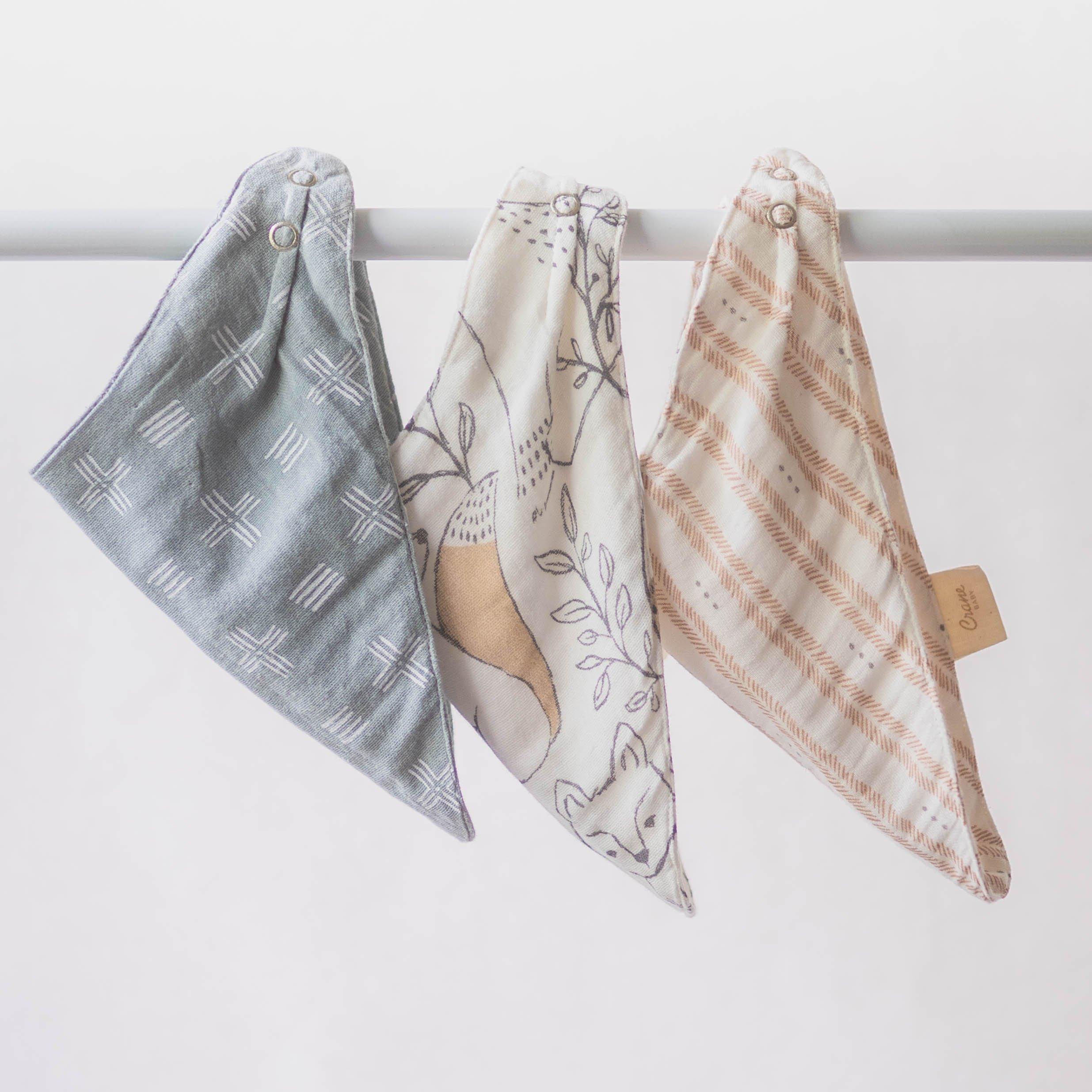 Ezra Woodland Cotton Bandana Baby Bib (3 Pack)